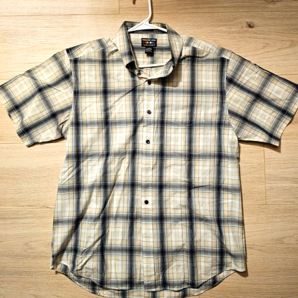 Men's Alexander Julian Short Sleeve Button Down Shirt, Men's Lg